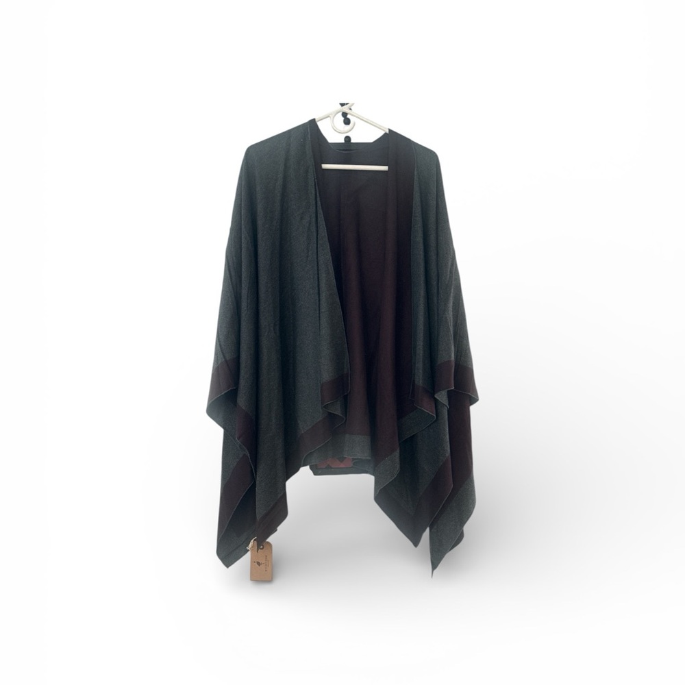 Melifluos‎ Womens Draped Poncho Wrap Gray 100 Viscose One Size NWT